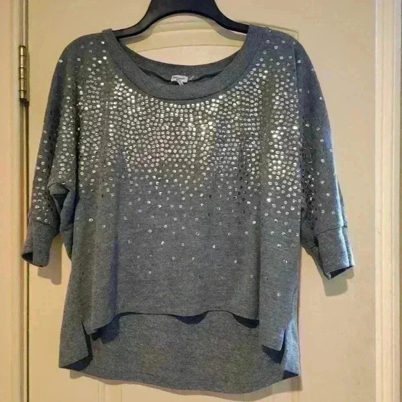161 Splendid gray and sequins dolman sleeve heather gray size small - Picture 2 of 6